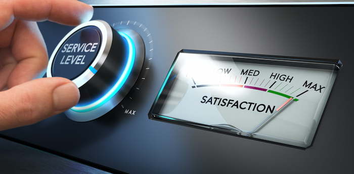 Dial measuring customer satisfaction KPI turned up to MAX.