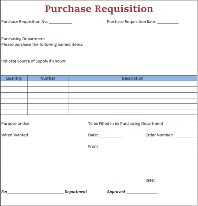 A purchase requisition looks similar to a purchase order but is used internally for approval and tracking.